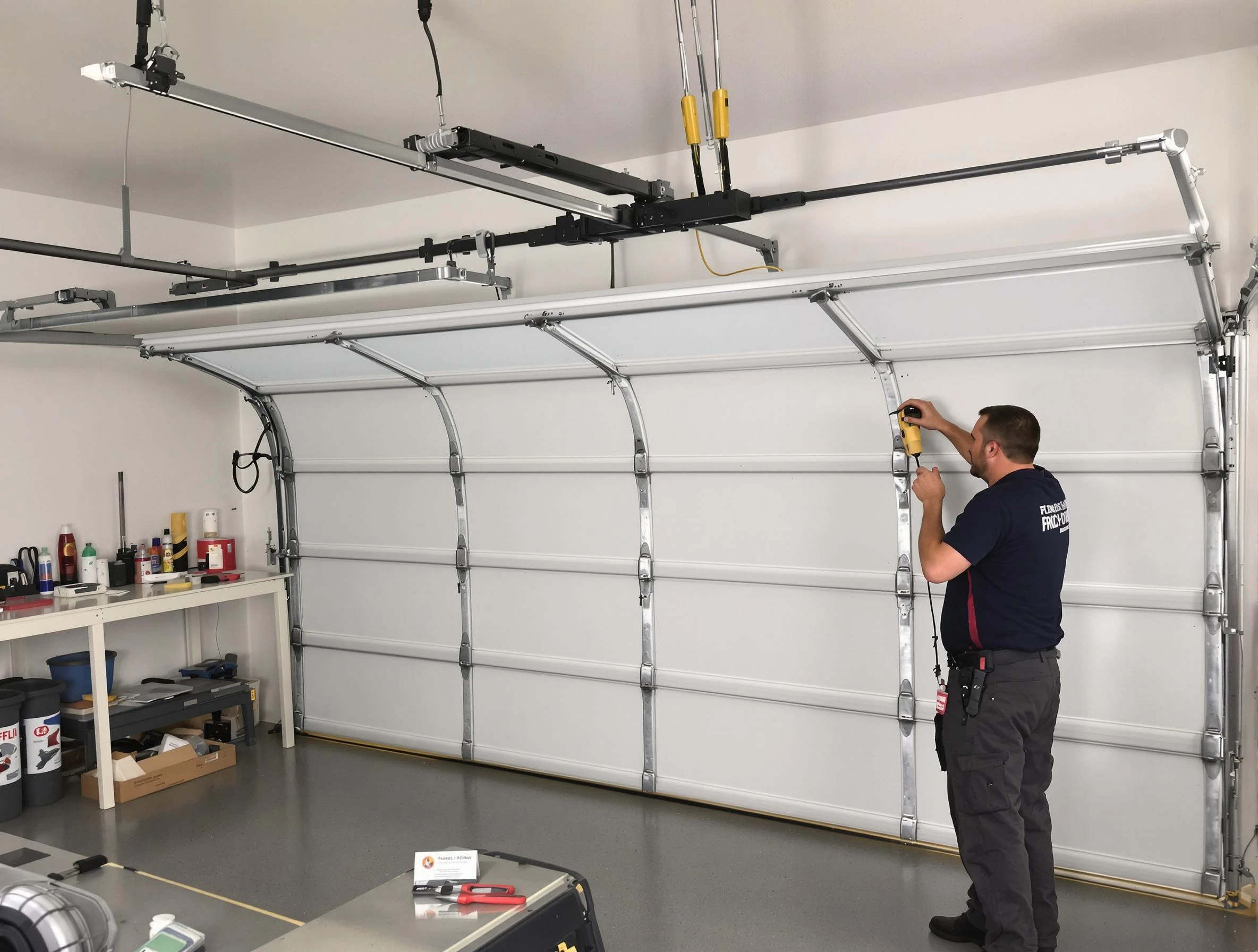 Williamsburg Garage Door Repair certified technician performing overhead door system repair in Williamsburg